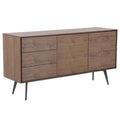 Modern Sideboardbuffet Cabinet, Storage Cabinet, Tv Stand Anti Topple Design, And Large Countertop Walnut Wood Stainless Steel