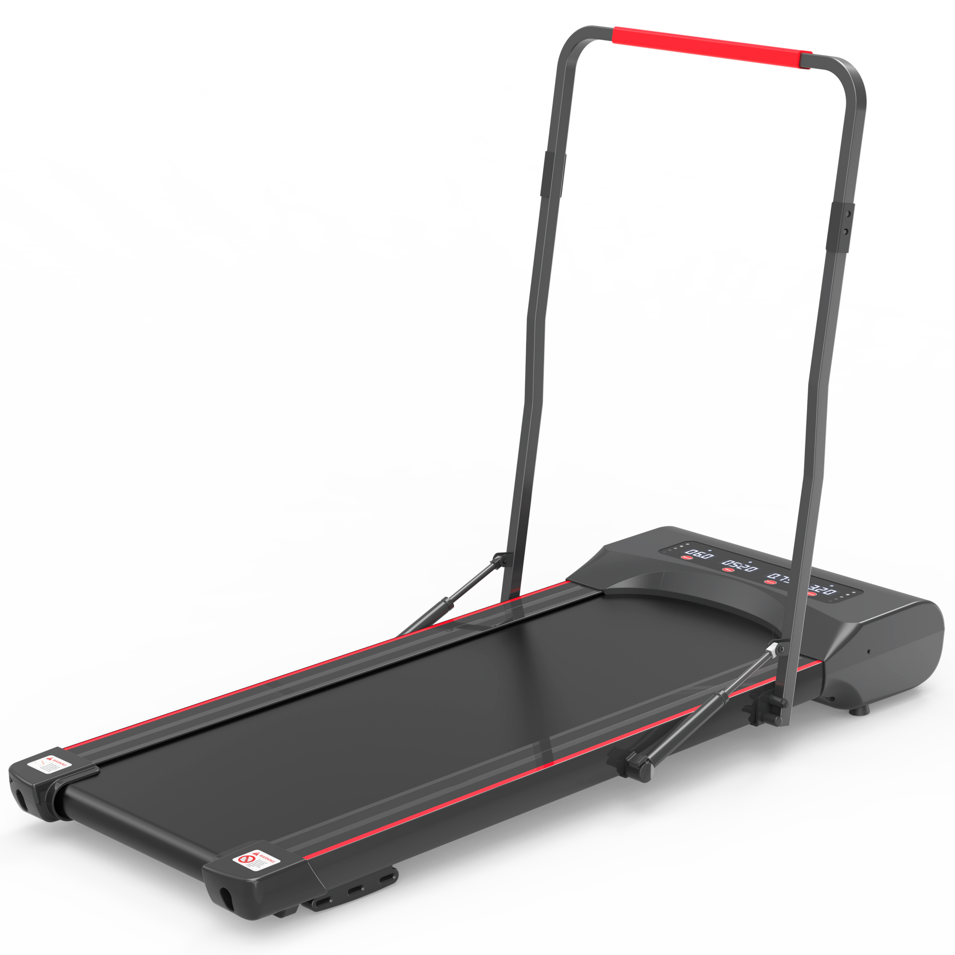 Under Desk Walking Pad Treadmill Foldable With Handlebar Remote Controll, 300 Lb Capacity Black Steel