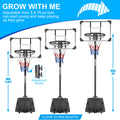 Portable Basketball Goal System With Stable Base And Wheels, Use For Indoor Outdoor Teenagers Youth Height Adjustable 5.6 To 7Ft Basketball Hoop 28 Inch Backboard Transparent Sporty Iron