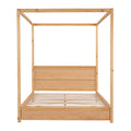 Queen Size Canopy Platform Bed With Headboard And Support Legs,Natural Natural Pine