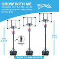 Portable Basketball Hoop Stand W Wheels For Kids Youth Adjustable Height 5.4Ft 7Ft Use For Indoor Outdoor Basketball Goals Play Set Transparent Iron