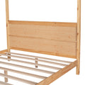 Queen Size Canopy Platform Bed With Headboard And Support Legs,Natural Natural Pine