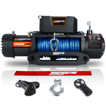 Mn Electric Winch 12V 12000Lbs Synthetic Rope Jeep Towing Truck Off Road 4Wd Black Aluminium