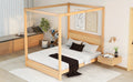 Queen Size Canopy Platform Bed With Headboard And Support Legs,Natural Natural Pine
