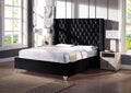 Contemporary Velvet Upholstered Bed With Deep Button Tufting, Solid Wood Frame, High Density Foam, Silver Metal Leg, King Size Black Velvet