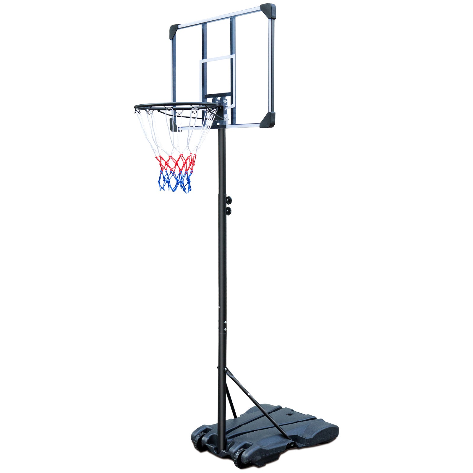 Portable Basketball Hoop Stand W Wheels For Kids Youth Adjustable Height 5.4Ft 7Ft Use For Indoor Outdoor Basketball Goals Play Set Transparent Iron