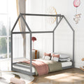 Twin Size House Bed Wood Bed, Gray Old Sku:Wf281435Aae Gray Solid Wood