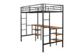 Twin Size Loft Bed With Table & Shelves Heavy Duty Sturdy Metal Built In Table & Shelves Noise Reduced Safety Guardrail 2 Side Ladders Cpc Certified No Box Spring Needed Black Metal