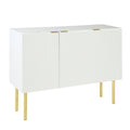 Modern Simple & Luxury Style Sideboard Particle Board & Mdf Board Cabinet With Gold Metal Legs & Handles, Adjustable Shelves For Living Room, Dining Room White White Particle Board