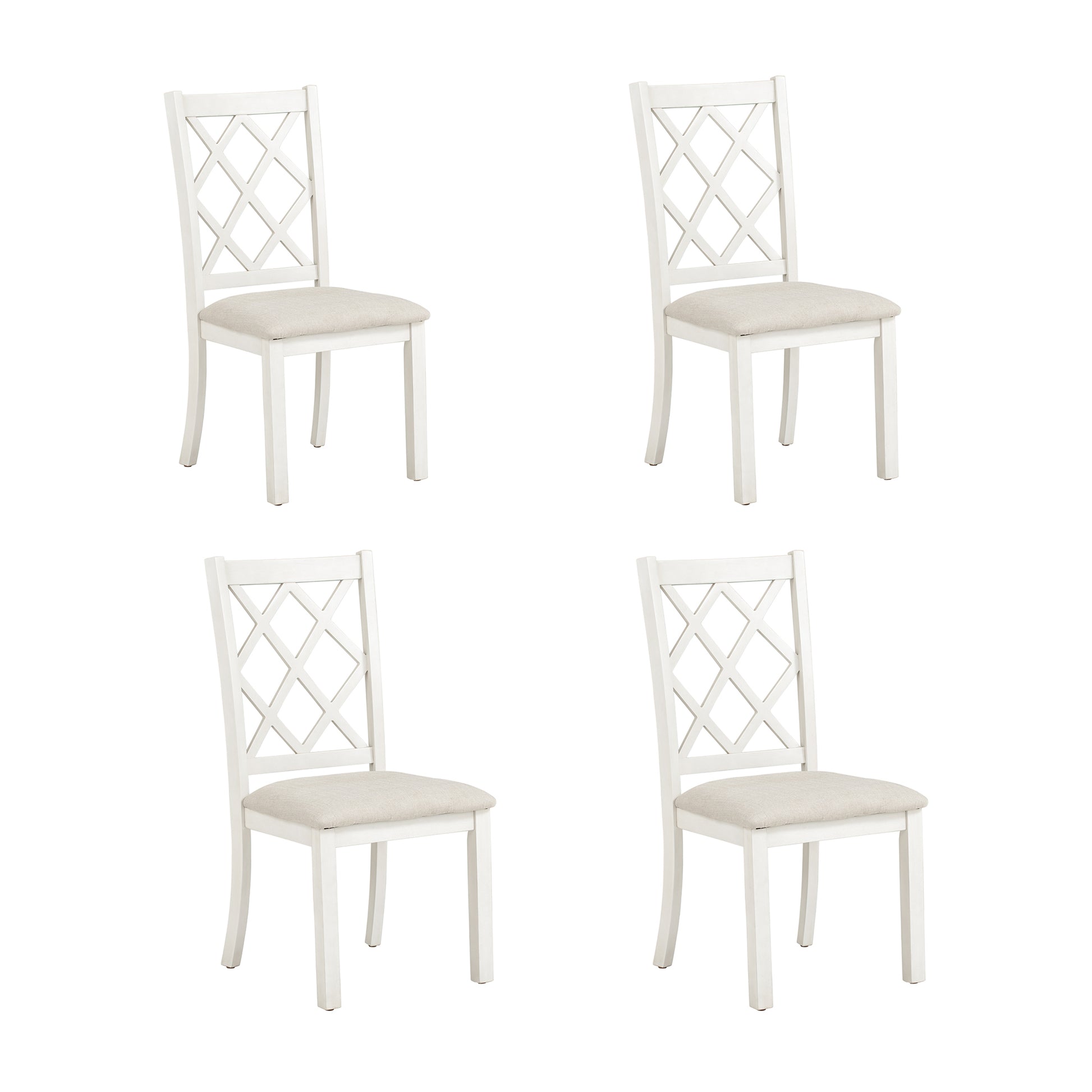 Mid Century Solid Wood 5 Piece Round Dining Table Set, Kitchen Table Set With Upholstered Chairs For Small Places, Walnut Table Beige Chair Wood Dining Room Solid Wood Rubberwood Round Dining Table With Chair Upholstered Chair Wood Walnut Slat Back Seats