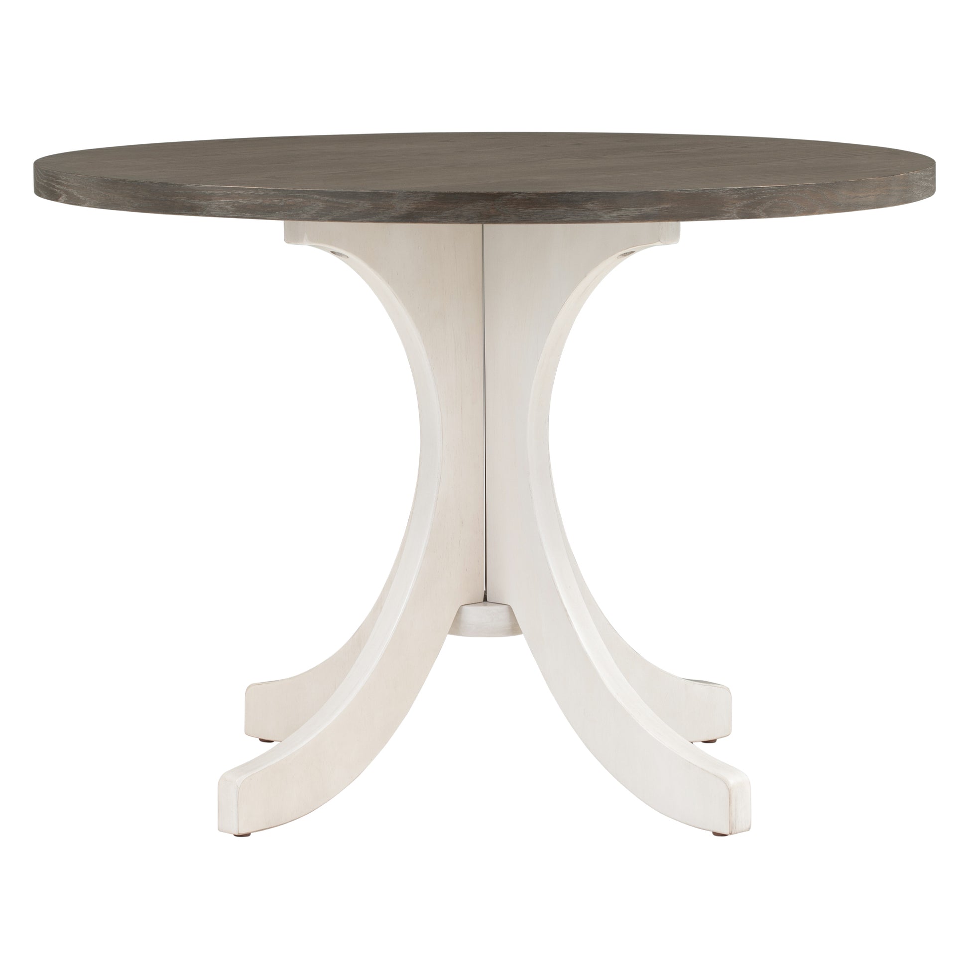 Mid Century Solid Wood 5 Piece Round Dining Table Set, Kitchen Table Set With Upholstered Chairs For Small Places, Brown Table Gray Chair Brown Wood Dining Room Solid Wood Rubberwood Round Dining Table With Chair Upholstered Chair Wood Brown Slat Back