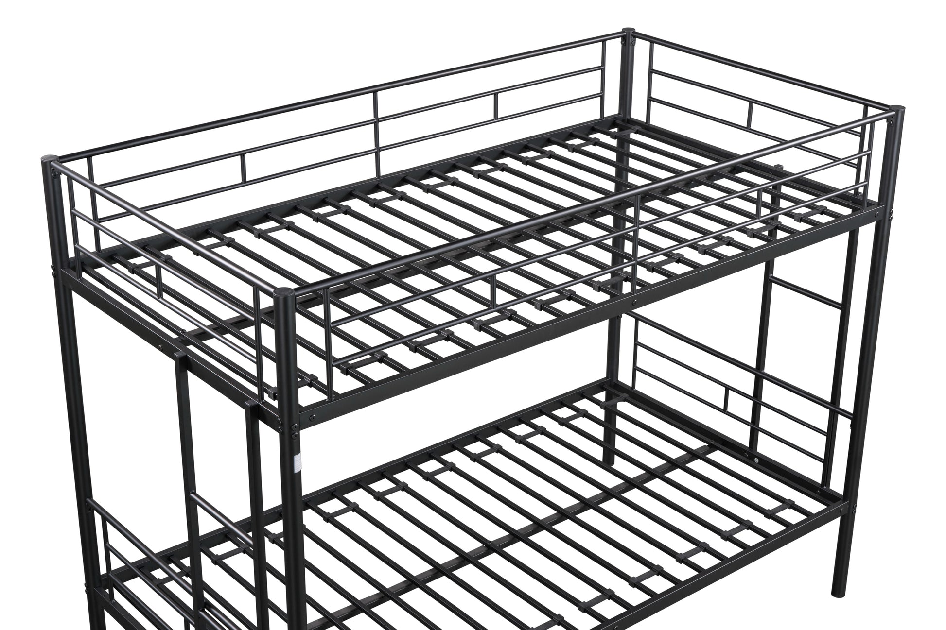 Metal Twin Over Twin Bunk Bed Heavy Duty Sturdy Metal Noise Reduced Design 2 Side Ladders Safety Guardrail Cpc Certified No Box Spring Needed Black Metal