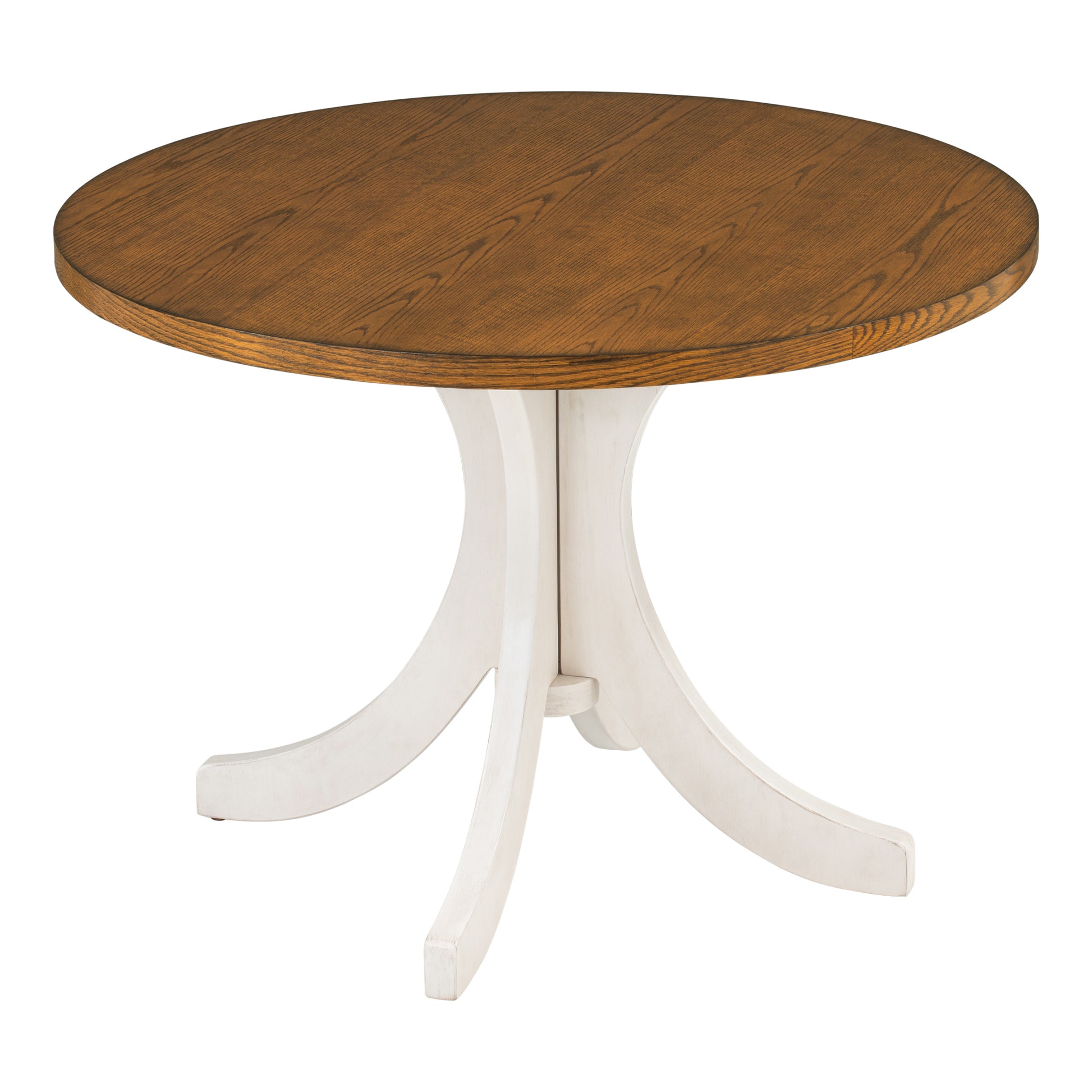 Mid Century Solid Wood 5 Piece Round Dining Table Set, Kitchen Table Set With Upholstered Chairs For Small Places, Walnut Table Beige Chair Wood Dining Room Solid Wood Rubberwood Round Dining Table With Chair Upholstered Chair Wood Walnut Slat Back Seats