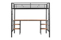 Twin Size Loft Bed With Table & Shelves Heavy Duty Sturdy Metal Built In Table & Shelves Noise Reduced Safety Guardrail 2 Side Ladders Cpc Certified No Box Spring Needed Black Metal