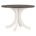 Mid Century Solid Wood 5 Piece Round Dining Table Set, Kitchen Table Set With Upholstered Chairs For Small Places, Brown Table Gray Chair Brown Wood Dining Room Solid Wood Rubberwood Round Dining Table With Chair Upholstered Chair Wood Brown Slat Back