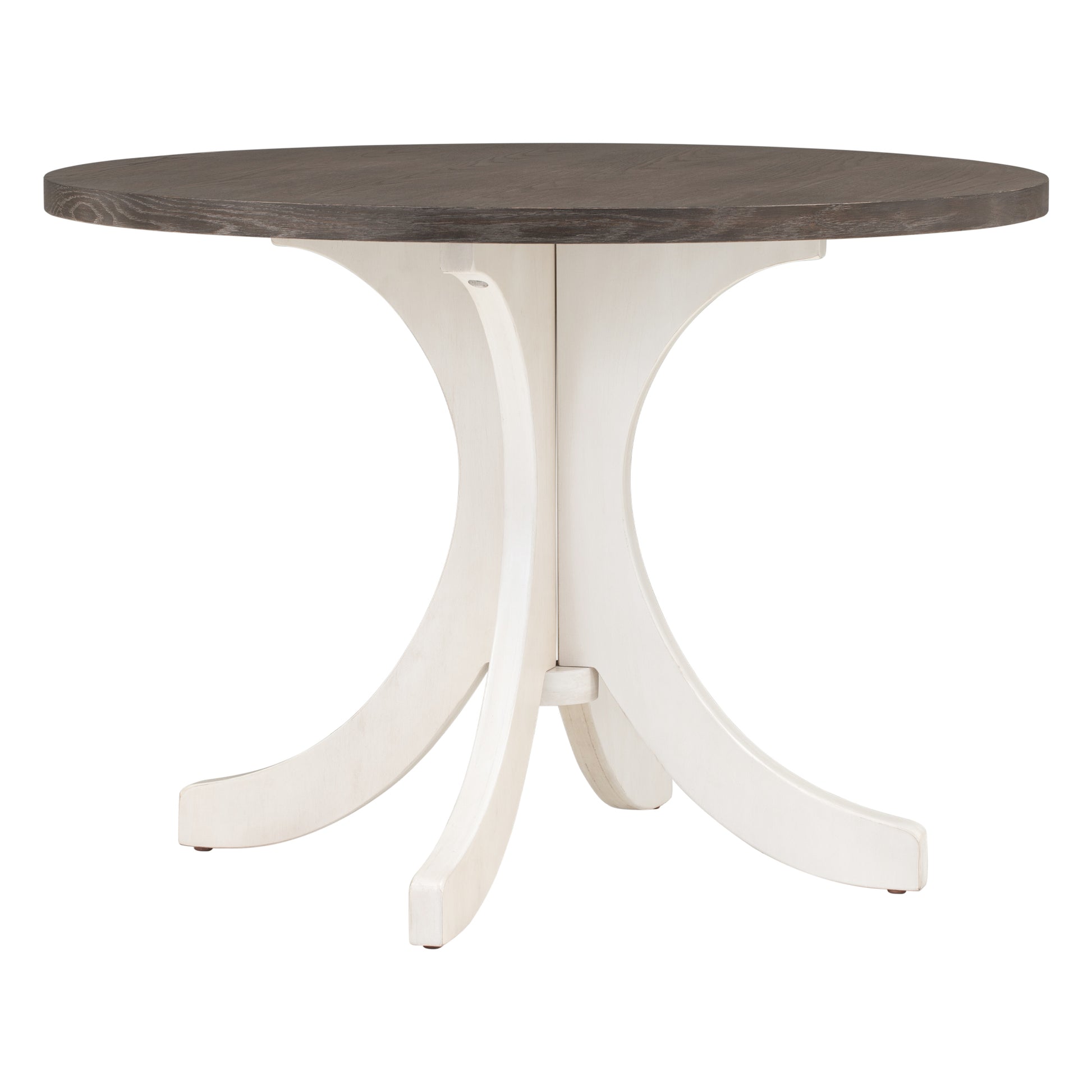 Mid Century Solid Wood 5 Piece Round Dining Table Set, Kitchen Table Set With Upholstered Chairs For Small Places, Brown Table Gray Chair Brown Wood Dining Room Solid Wood Rubberwood Round Dining Table With Chair Upholstered Chair Wood Brown Slat Back