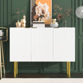 Modern Simple & Luxury Style Sideboard Particle Board & Mdf Board Cabinet With Gold Metal Legs & Handles, Adjustable Shelves For Living Room, Dining Room White White Particle Board