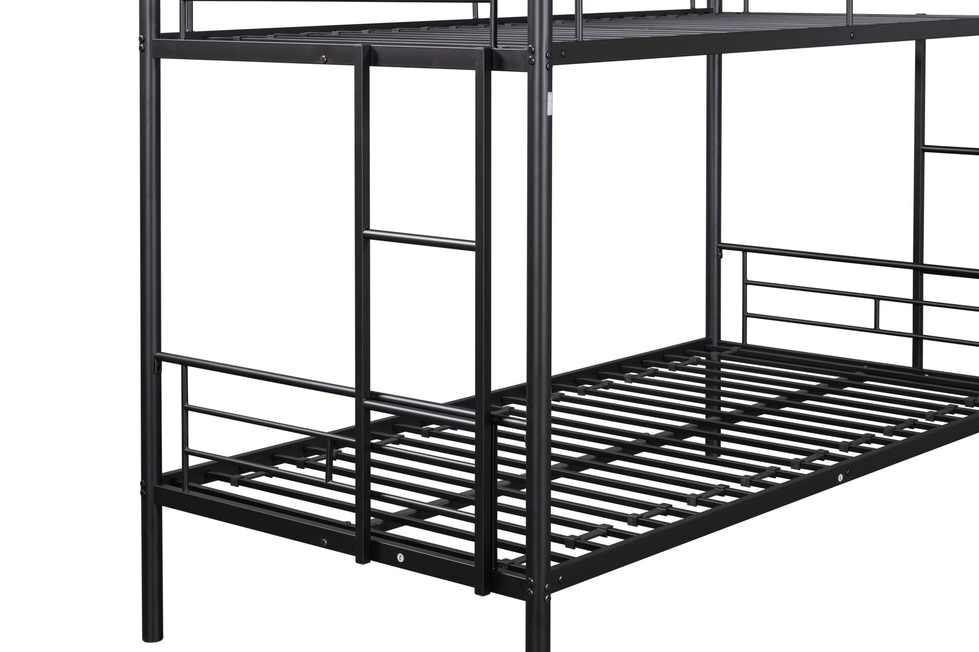 Metal Twin Over Twin Bunk Bed Heavy Duty Sturdy Metal Noise Reduced Design 2 Side Ladders Safety Guardrail Cpc Certified No Box Spring Needed Black Metal