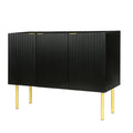 Modern Simple & Luxury Style Sideboard Particle Board & Mdf Board Cabinet With Gold Metal Legs & Handles, Adjustable Shelves For Living Room, Dining Room Black Black Particle Board