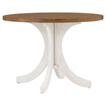 Mid Century Solid Wood 5 Piece Round Dining Table Set, Kitchen Table Set With Upholstered Chairs For Small Places, Walnut Table Beige Chair Wood Dining Room Solid Wood Rubberwood Round Dining Table With Chair Upholstered Chair Wood Walnut Slat Back Seats