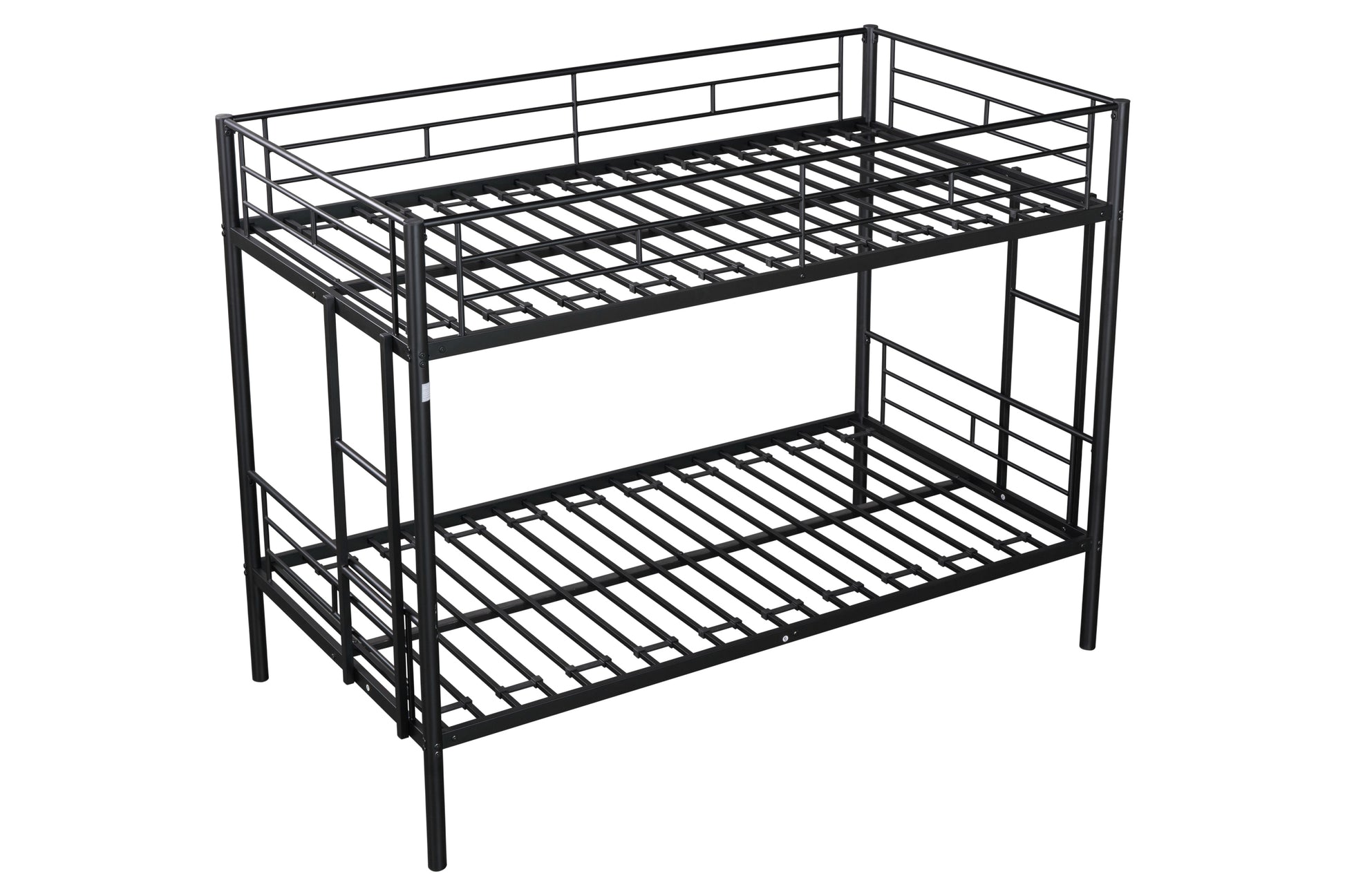 Metal Twin Over Twin Bunk Bed Heavy Duty Sturdy Metal Noise Reduced Design 2 Side Ladders Safety Guardrail Cpc Certified No Box Spring Needed Black Metal