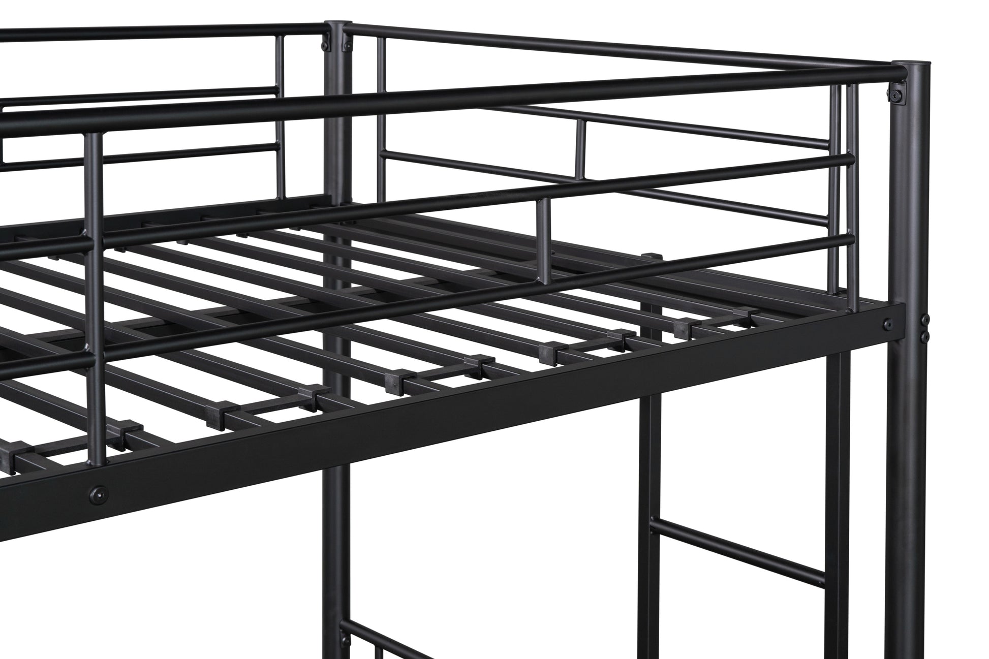 Metal Twin Over Twin Bunk Bed Heavy Duty Sturdy Metal Noise Reduced Design 2 Side Ladders Safety Guardrail Cpc Certified No Box Spring Needed Black Metal