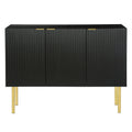 Modern Simple & Luxury Style Sideboard Particle Board & Mdf Board Cabinet With Gold Metal Legs & Handles, Adjustable Shelves For Living Room, Dining Room Black Black Particle Board