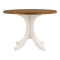Mid Century Solid Wood 5 Piece Round Dining Table Set, Kitchen Table Set With Upholstered Chairs For Small Places, Walnut Table Beige Chair Wood Dining Room Solid Wood Rubberwood Round Dining Table With Chair Upholstered Chair Wood Walnut Slat Back Seats