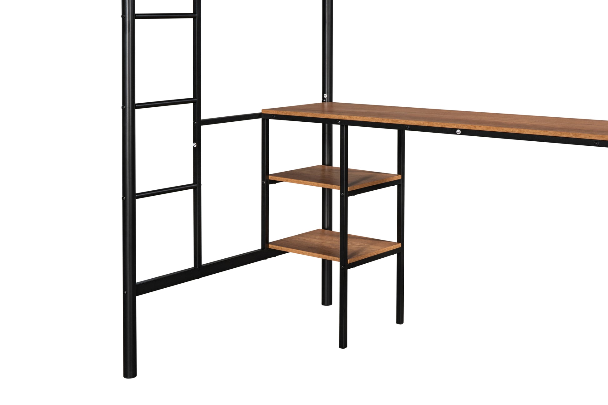 Twin Size Loft Bed With Table & Shelves Heavy Duty Sturdy Metal Built In Table & Shelves Noise Reduced Safety Guardrail 2 Side Ladders Cpc Certified No Box Spring Needed Black Metal