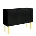 Modern Simple & Luxury Style Sideboard Particle Board & Mdf Board Cabinet With Gold Metal Legs & Handles, Adjustable Shelves For Living Room, Dining Room Black Black Particle Board