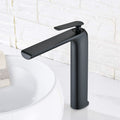 Single Hole Single Handle High Arc Modern Bathroom Faucet In Matte Black Matte Black Brass