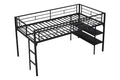 Low Loft Bed With Storage Shelves Twin Black Steel