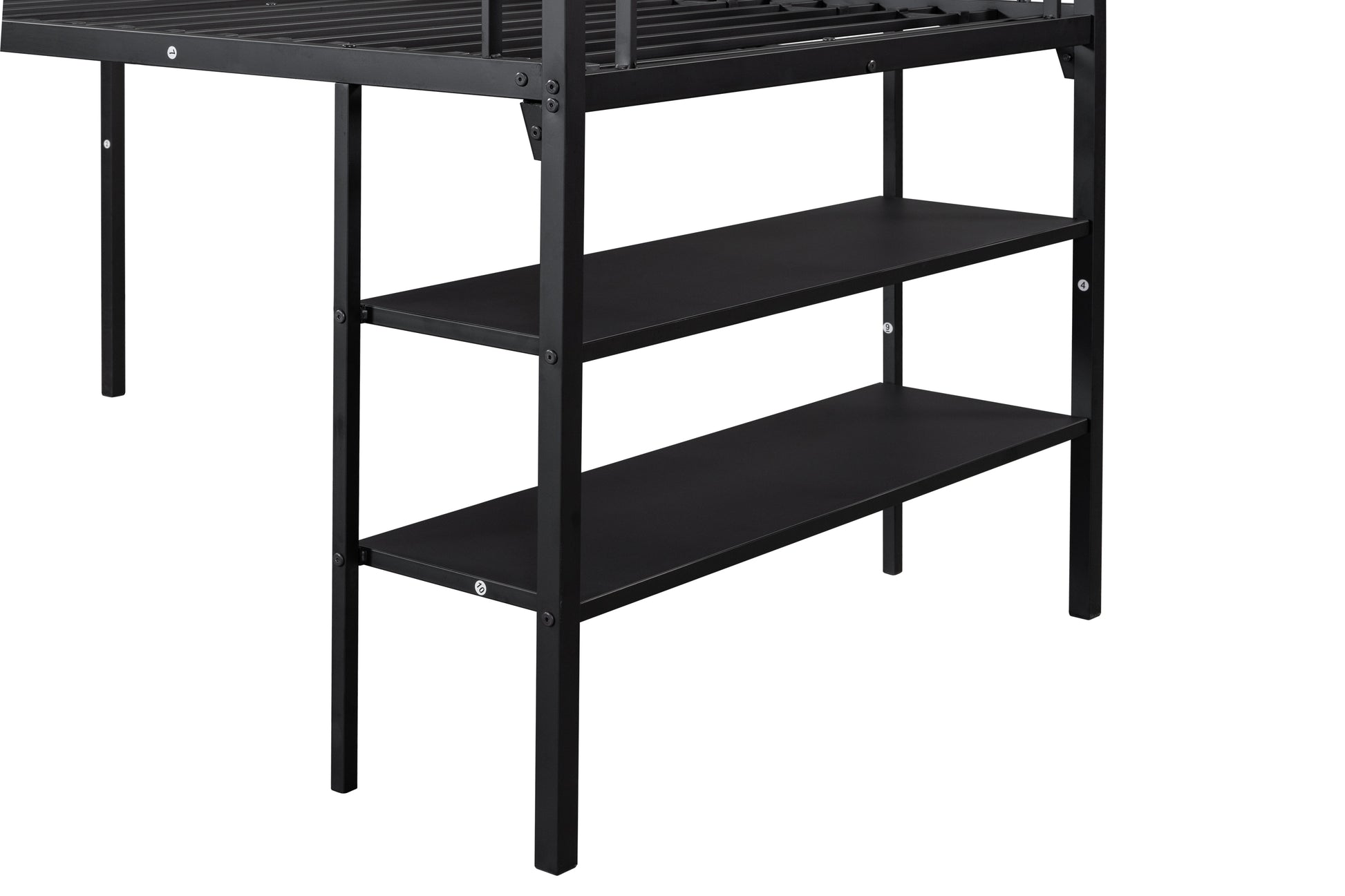 Low Loft Bed With Storage Shelves Twin Black Steel