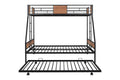 Metal Twin Over Full Bunk Bed With Trundle Heavy Duty Sturdy Metal Noise Reduced Safety Guardrail Wooden Decoration Convenient Trundle Bunk Bed For Three Cpc Certified No Box Spring Needed Black Metal