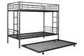 Metal Twin Over Twin Bunk Bed With Trundle Can Be Separated Into 2 Twin Beds Heavy Duty Sturdy Metal Noise Reduced Safety Guardrail Trundle For Flexible Space Bunk Bed For Three Cpc Certified Black Metal