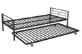 Metal Twin Over Twin Bunk Bed With Trundle Can Be Separated Into 2 Twin Beds Heavy Duty Sturdy Metal Noise Reduced Safety Guardrail Trundle For Flexible Space Bunk Bed For Three Cpc Certified Black Metal