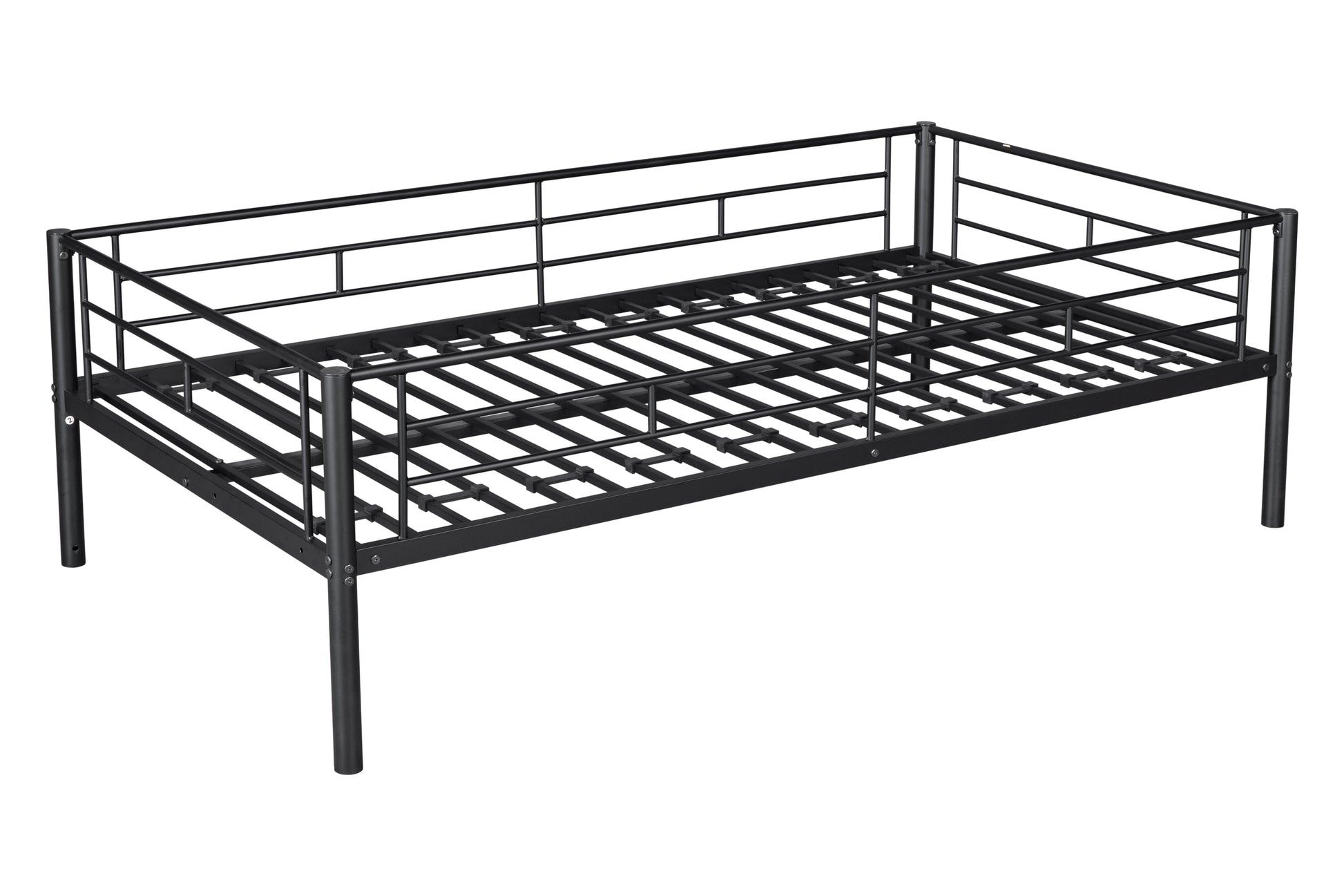 Metal Twin Over Twin Bunk Bed With Trundle Can Be Separated Into 2 Twin Beds Heavy Duty Sturdy Metal Noise Reduced Safety Guardrail Trundle For Flexible Space Bunk Bed For Three Cpc Certified Black Metal