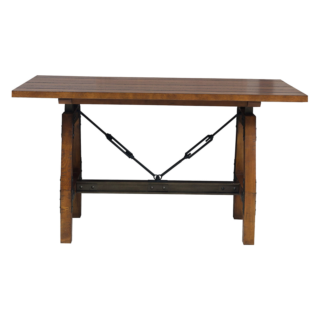 Rustic Brown And Gunmetal Finish 1Pc Counter Height Dining Table Industrial Design Wooden Dining Furniture Brown Mix Dining Room Industrial,Rustic Wood