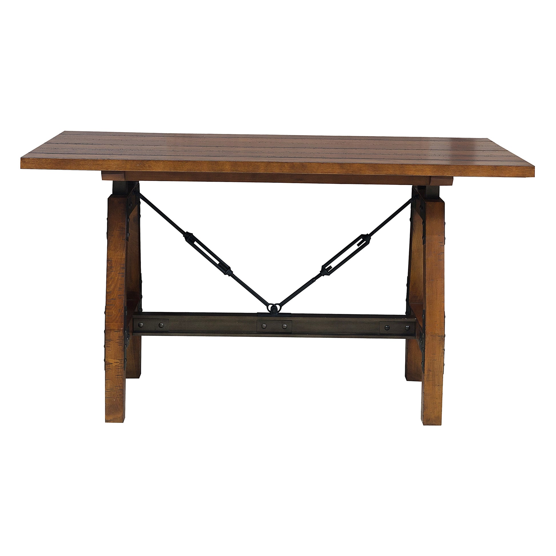 Rustic Brown And Gunmetal Finish 1Pc Counter Height Dining Table Industrial Design Wooden Dining Furniture Brown Mix Dining Room Industrial,Rustic Wood