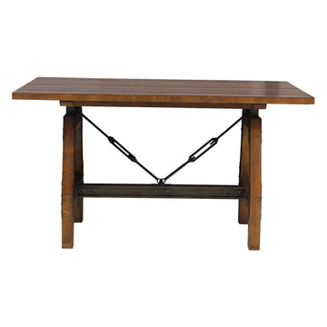 Rustic Brown And Gunmetal Finish 1Pc Counter Height Dining Table Industrial Design Wooden Dining Furniture Brown Mix Dining Room Industrial,Rustic Wood
