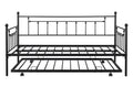 Metal Twin Daybed With Trundle Heavy Duty Sturdy Metal Noise Reduced Trundle For Flexible Space Vintage Style No Box Spring Needed Black Metal