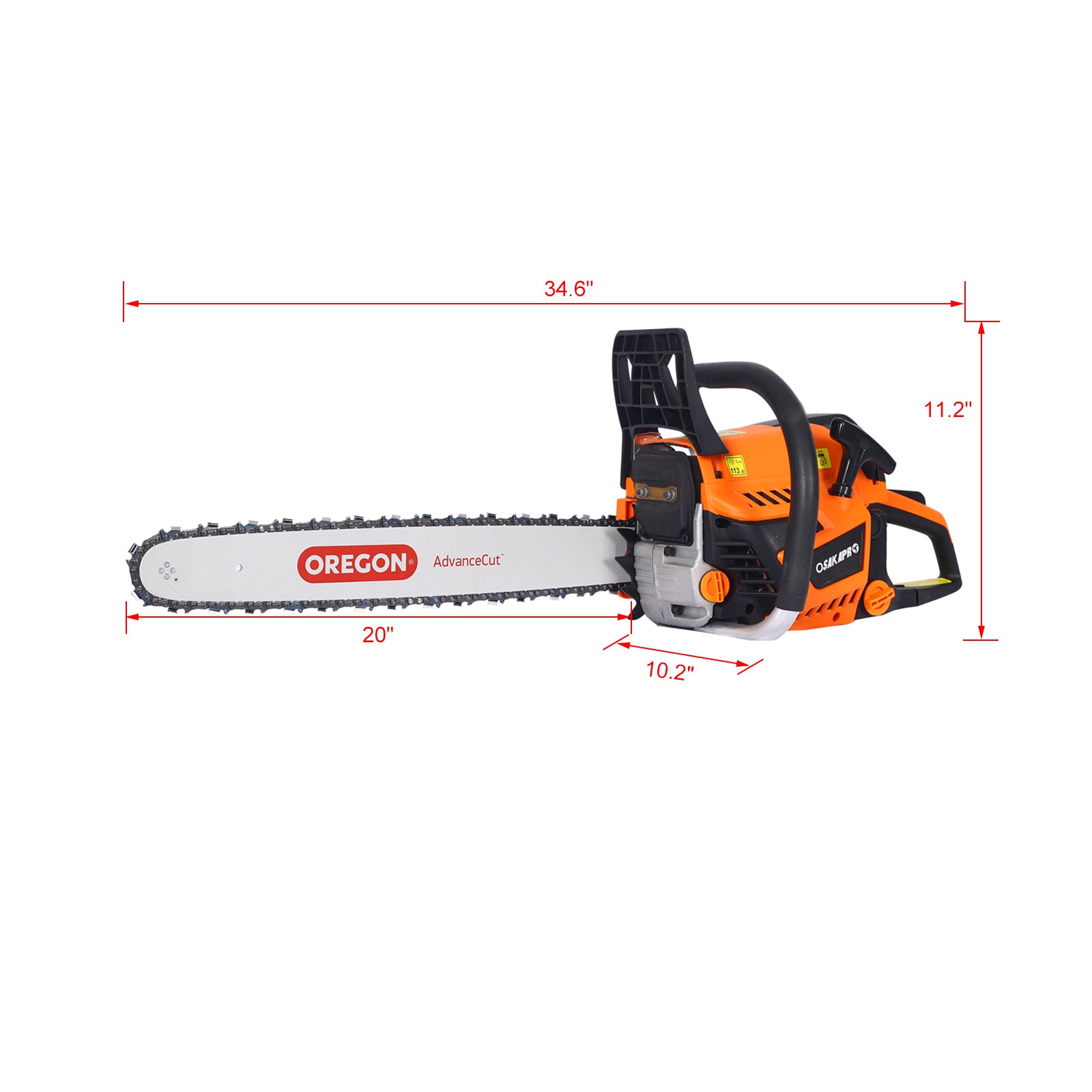 Chainsaw Gas 20Inch ,58Cc Gasoline Chain Saw For Trees ,Wood Cutting 2 Cycle Epa Compliant ,Orgegan Bar Oregan Chain Orange Plastic