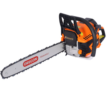 Chainsaw Gas 20Inch ,58Cc Gasoline Chain Saw For Trees ,Wood Cutting 2 Cycle Epa Compliant ,Orgegan Bar Oregan Chain Orange Plastic
