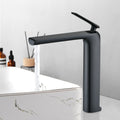 Single Hole Single Handle High Arc Modern Bathroom Faucet In Matte Black Matte Black Brass