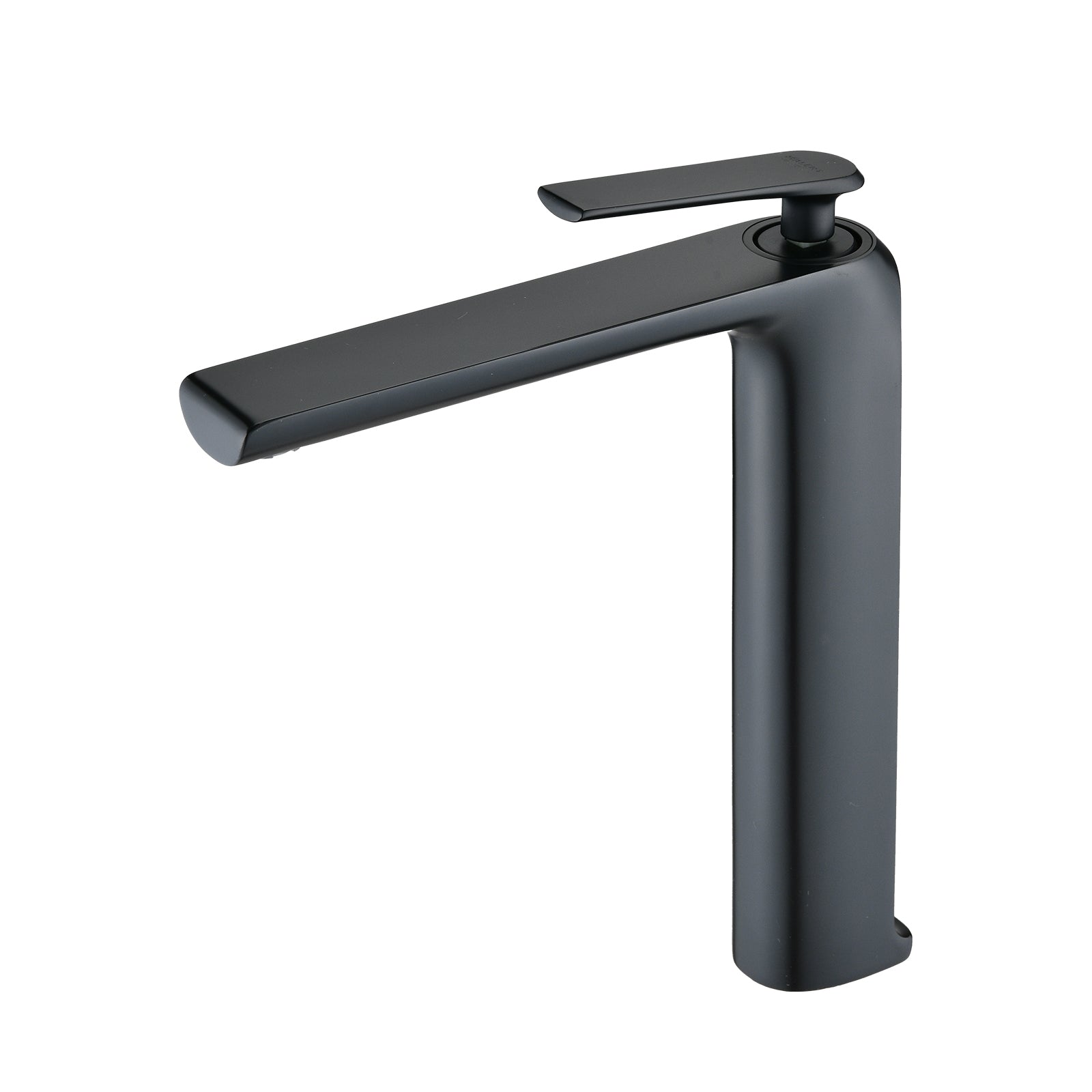 Single Hole Single Handle High Arc Modern Bathroom Faucet In Matte Black Matte Black Brass