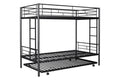 Metal Twin Over Twin Bunk Bed With Trundle Can Be Separated Into 2 Twin Beds Heavy Duty Sturdy Metal Noise Reduced Safety Guardrail Trundle For Flexible Space Bunk Bed For Three Cpc Certified Black Metal