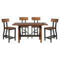 Rustic Brown And Gunmetal Finish 1Pc Counter Height Dining Table Industrial Design Wooden Dining Furniture Brown Mix Dining Room Industrial,Rustic Wood