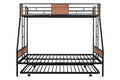 Metal Twin Over Full Bunk Bed With Trundle Heavy Duty Sturdy Metal Noise Reduced Safety Guardrail Wooden Decoration Convenient Trundle Bunk Bed For Three Cpc Certified No Box Spring Needed Black Metal