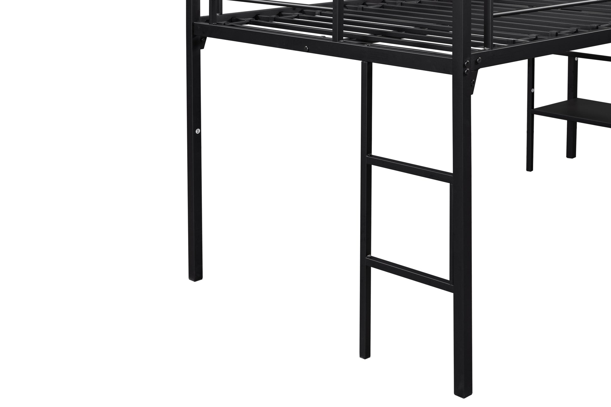 Low Loft Bed With Storage Shelves Twin Black Steel