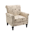Mid Century Modern Accent Chair, Linen Armchair W Tufted Back Wood Legs, Upholstered Lounge Arm Chair Single Sofa For Living Room Bedroom, Beige Beige Foam Linen